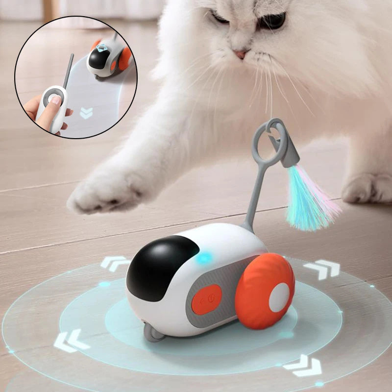 Juguete de coche interactivo para gatos con control remoto con carga por USB.