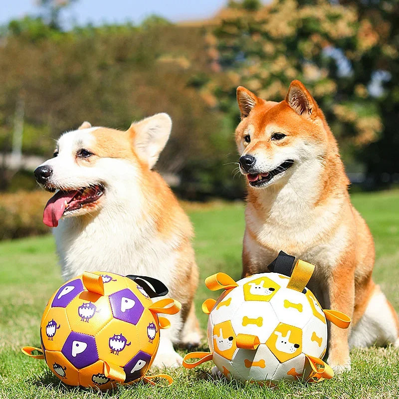 Juguetes de fútbol interactivo para perros con mordedor masticable para dientes con lindo estampado.