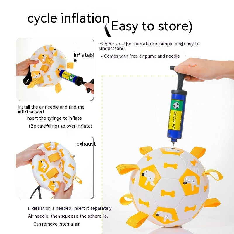 Juguetes de fútbol interactivo para perros con mordedor masticable para dientes con lindo estampado.